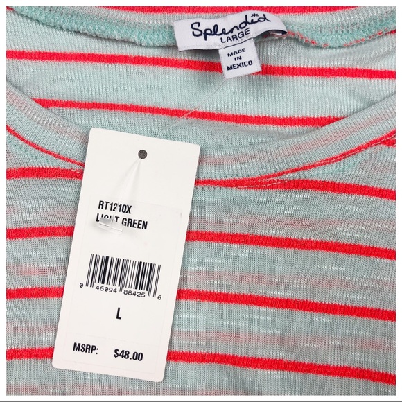 NWT Splendid Size Large Blue Orange Crop Tee Shirt Top new with tags - Picture 3 of 4